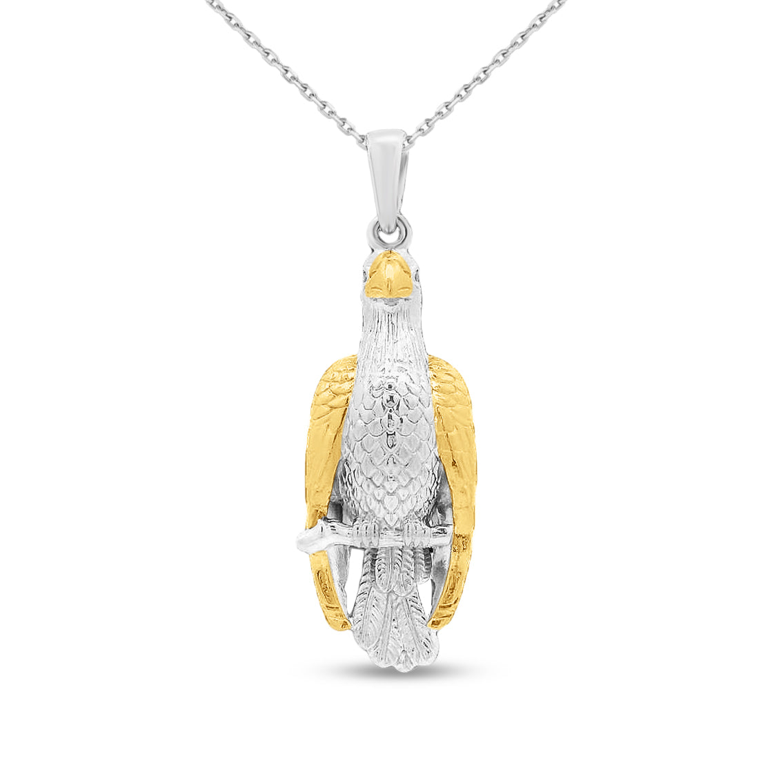 Sterling silver with 14K gold plating Osprey pendant