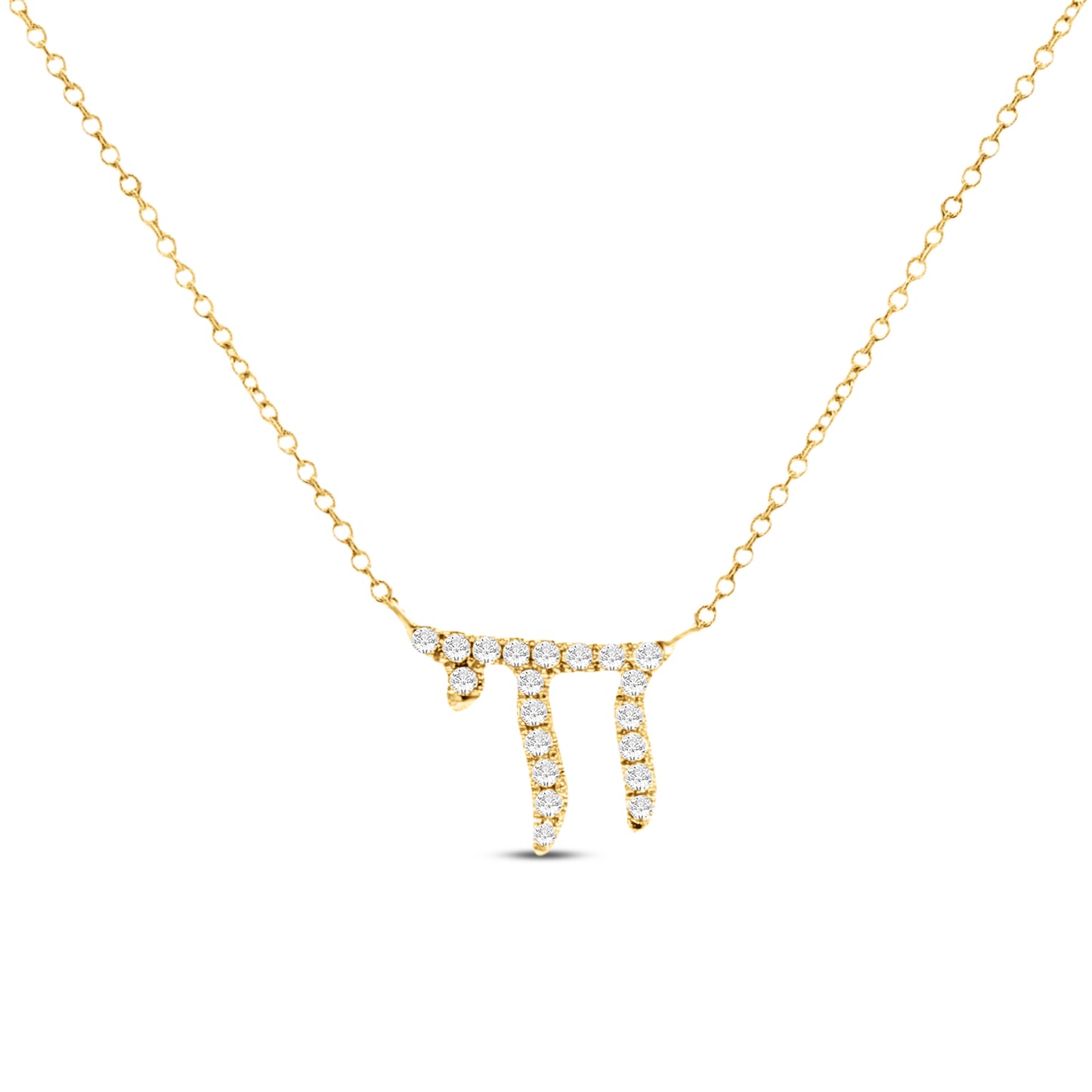 14KY 10mm Chai necklace with 20 diamonds 0.157 ct