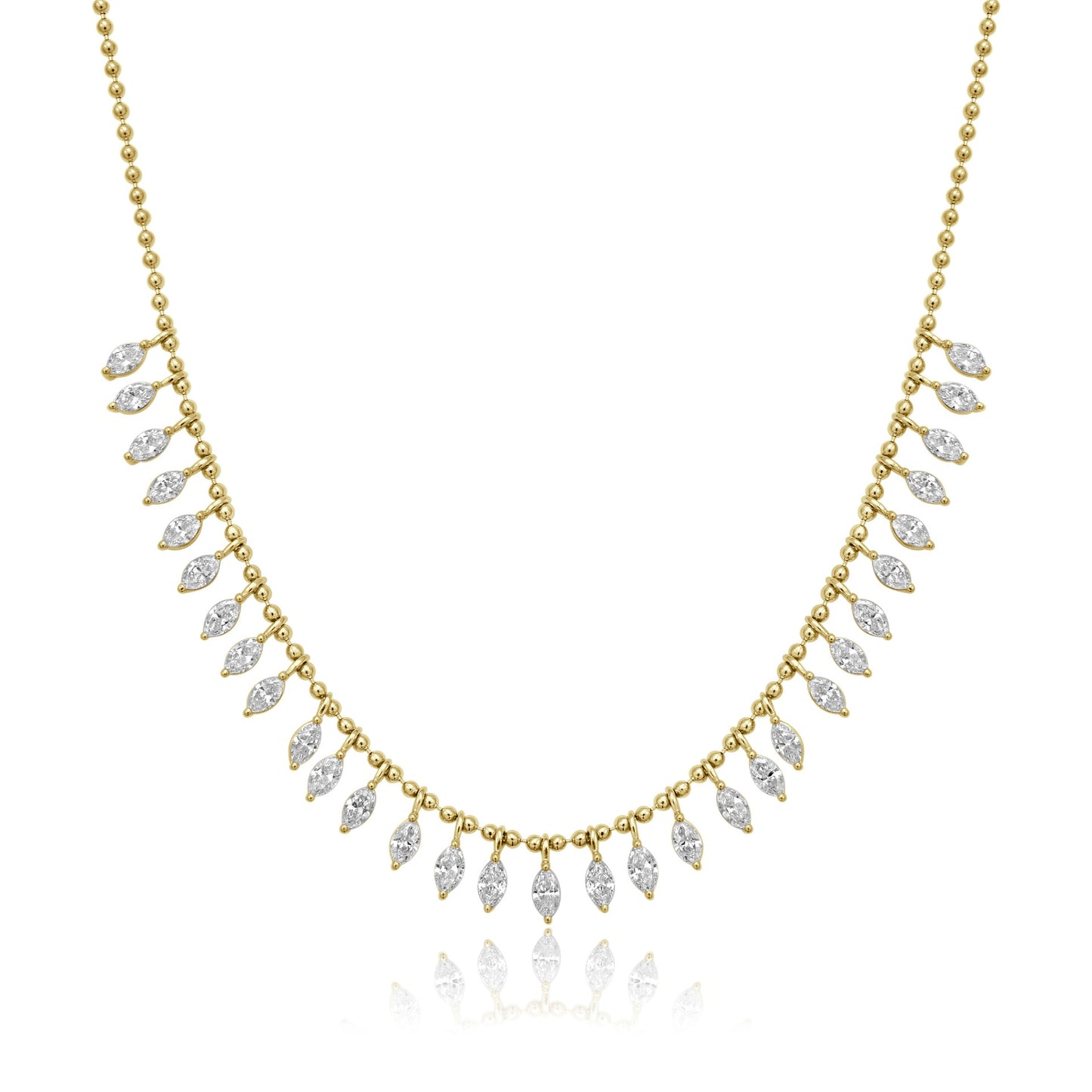 14KY drop necklace with 31 marquise diamonds 2.52ct 18 inches
