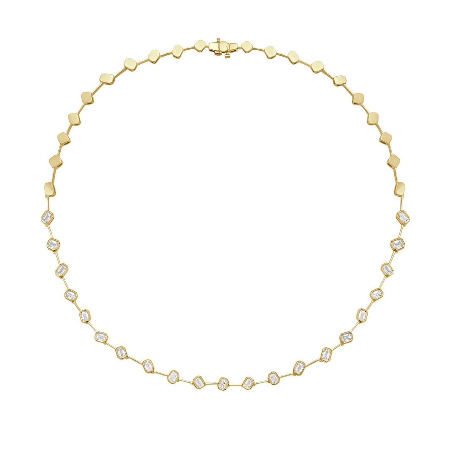 14K Necklace with 19 emerald cut diamonds 3ct 16 inches