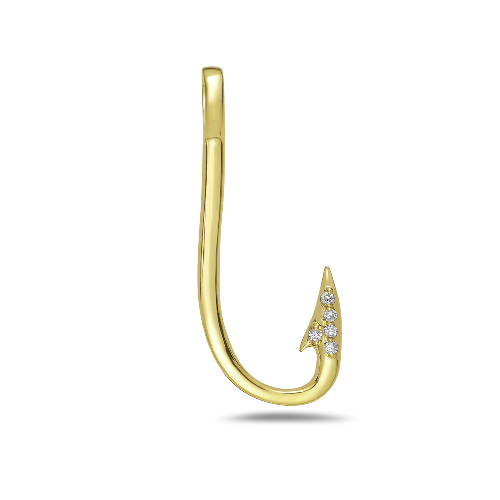 14k 26x12mm fishhook pendant with 5 diamonds 0.03ct 18 inches chain