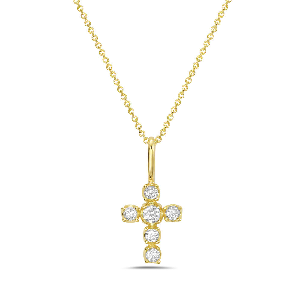 14KY cross necklace with diamonds 0.13ct tw on 18 inch chain 5.5