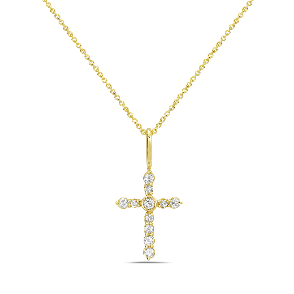 14KY cross necklace with diamonds 0.1.ct wt on 18 inch chain 5.5