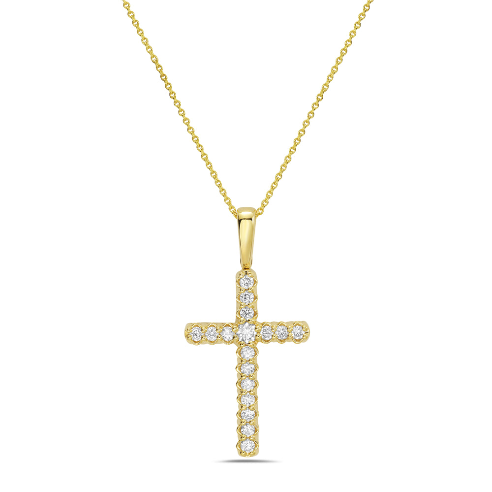 14KY cross necklace with diamonds 0.25ct tw on 18 inch chain 5.5