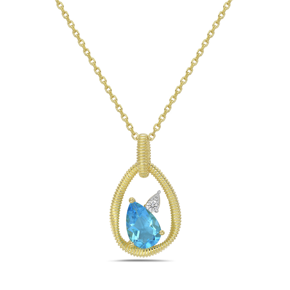 14KY necklace with blue topaz 1.53ct tw and diamonds 0.05ct tw 5.5