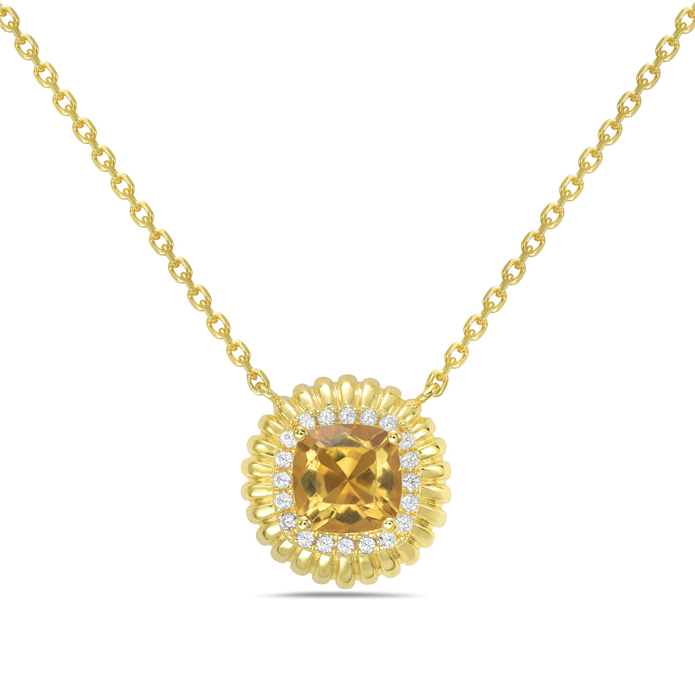 Mezmerizing Round Citrine & Diamond Necklace