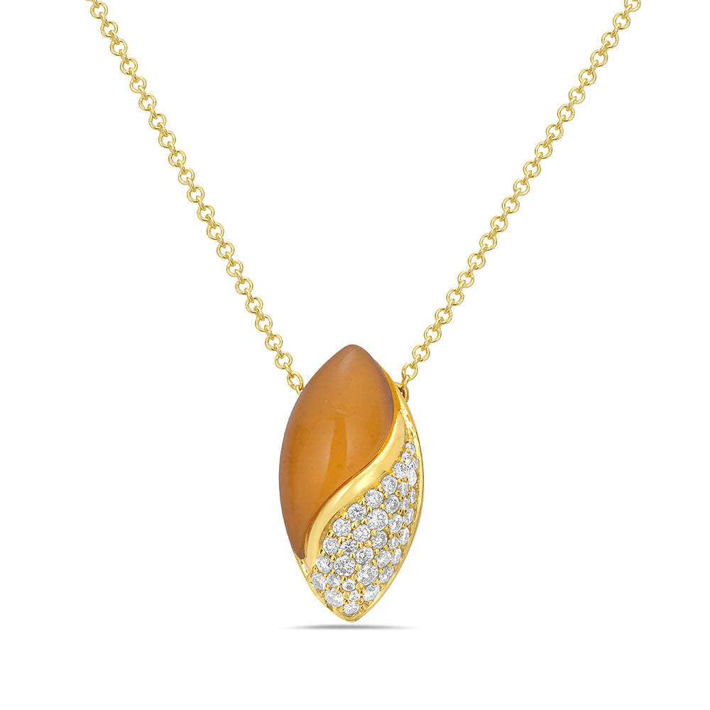 Pear Shaped Necklace with Cabochon Citrine & Diamonds