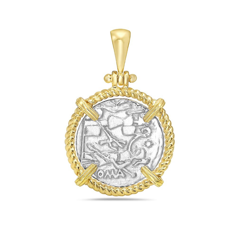 20mm sterling silver & gold plated artifact coin pendant