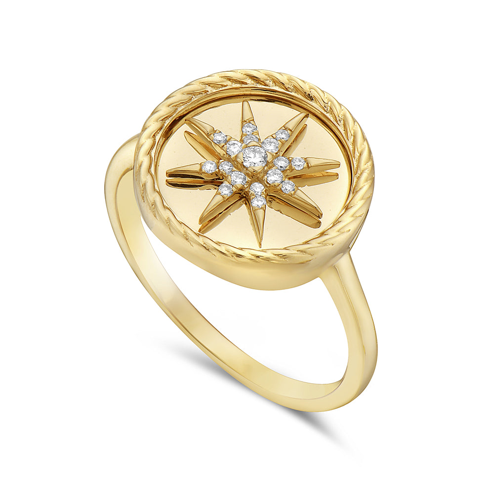 14K RING WITH 17 DIAMONGS 0.07CT
