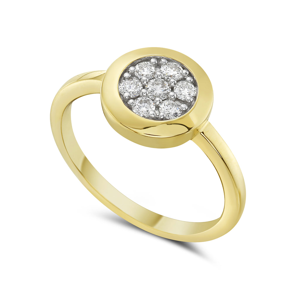 14K 10MM ROUND RING WITH 7 DIAMONDS 0.25CT