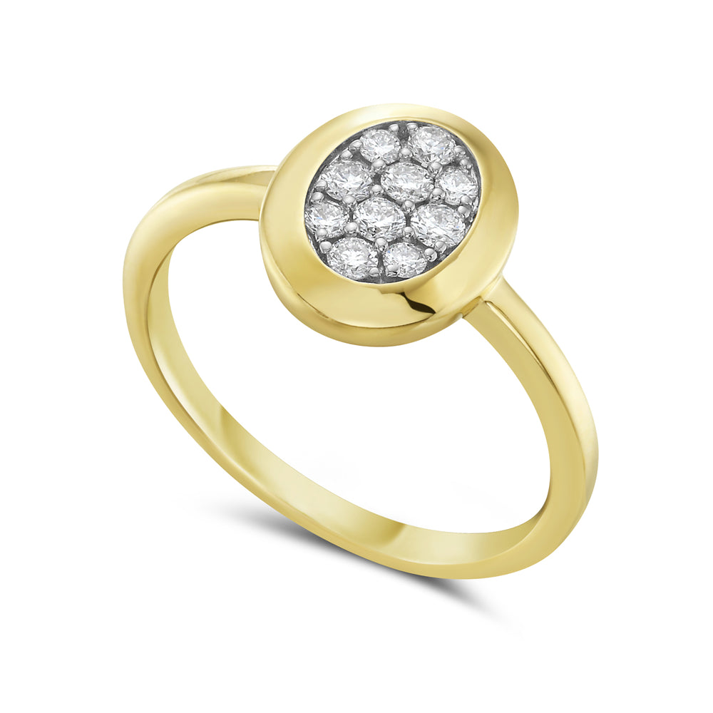 14K 11X9MM OVAL RING WITH 10 DIAMONDS 0.25CT