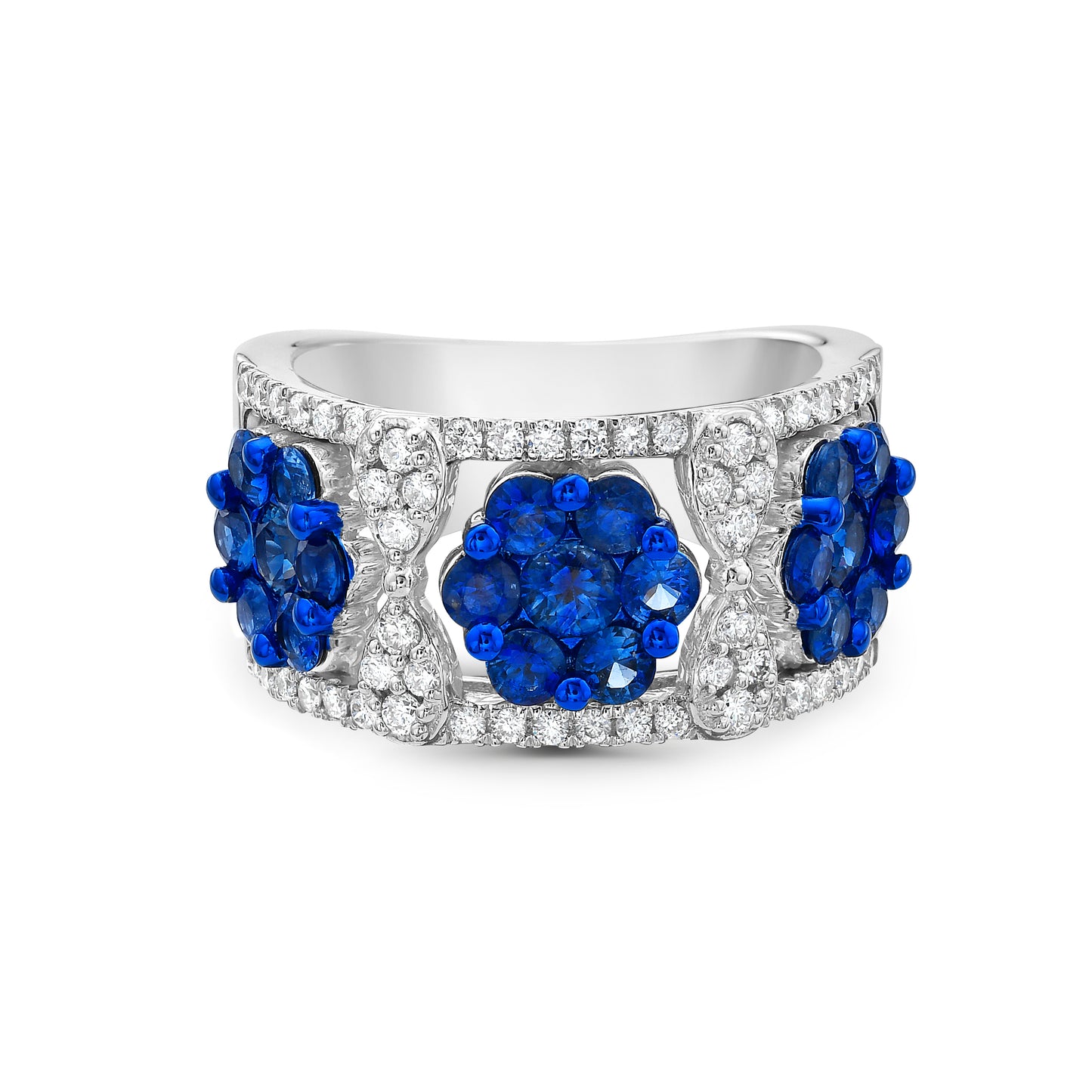 14KW 11MM BAND WITH 52 DIAMONDS 0.42CT, 21 BLUE SAPPHIRES 1.99CT WITH BLUE RHODIUM