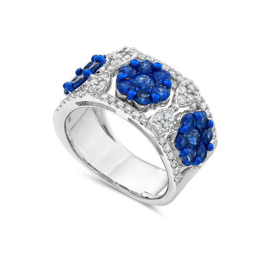 14KW 11MM BAND WITH 52 DIAMONDS 0.42CT, 21 BLUE SAPPHIRES 1.99CT WITH BLUE RHODIUM