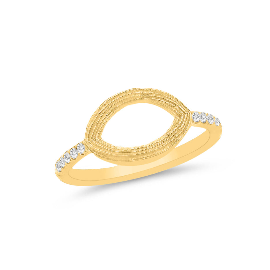 14k open oval design ring with 12 diamonds 0.13ct