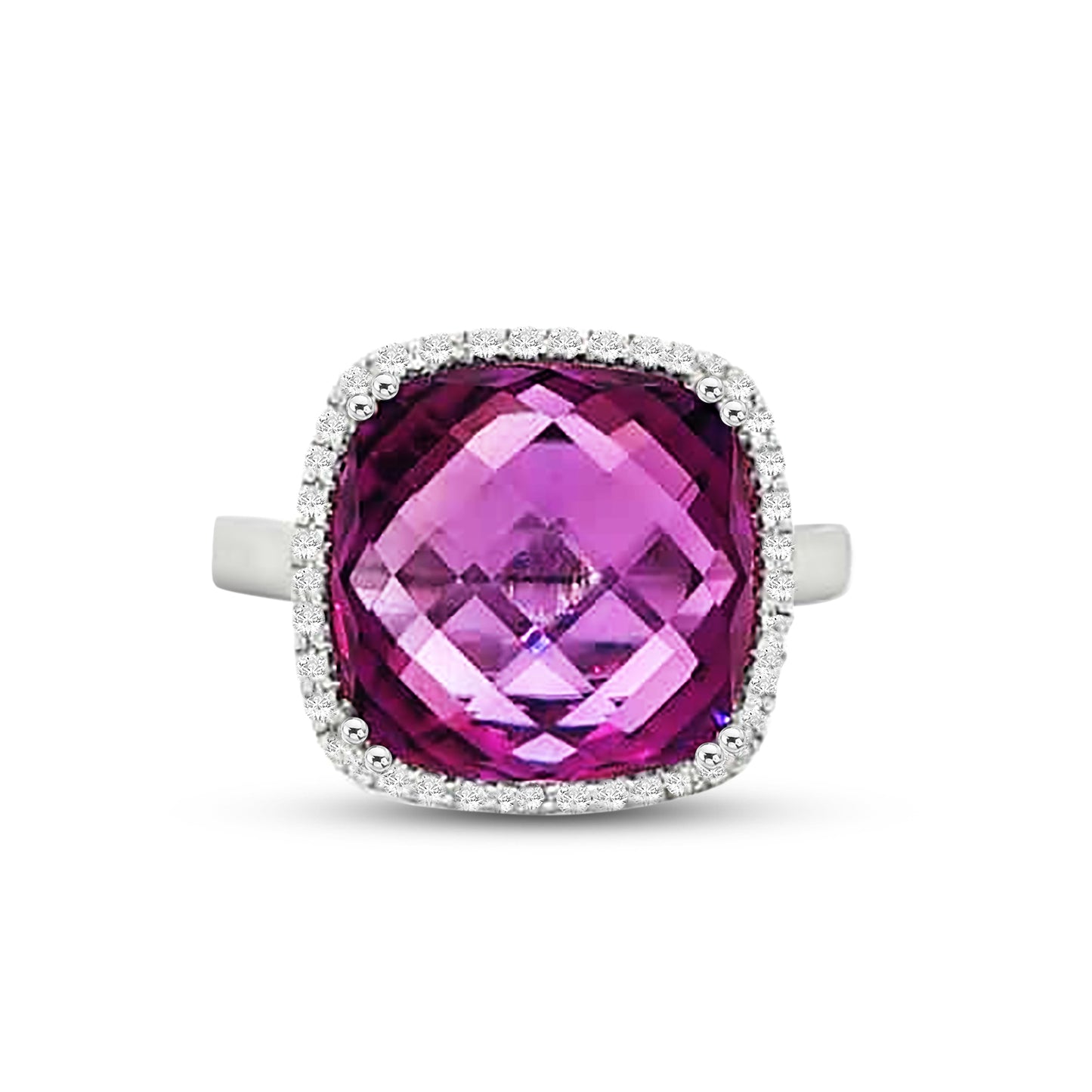 14K AMETHYST & DIAMOND RING