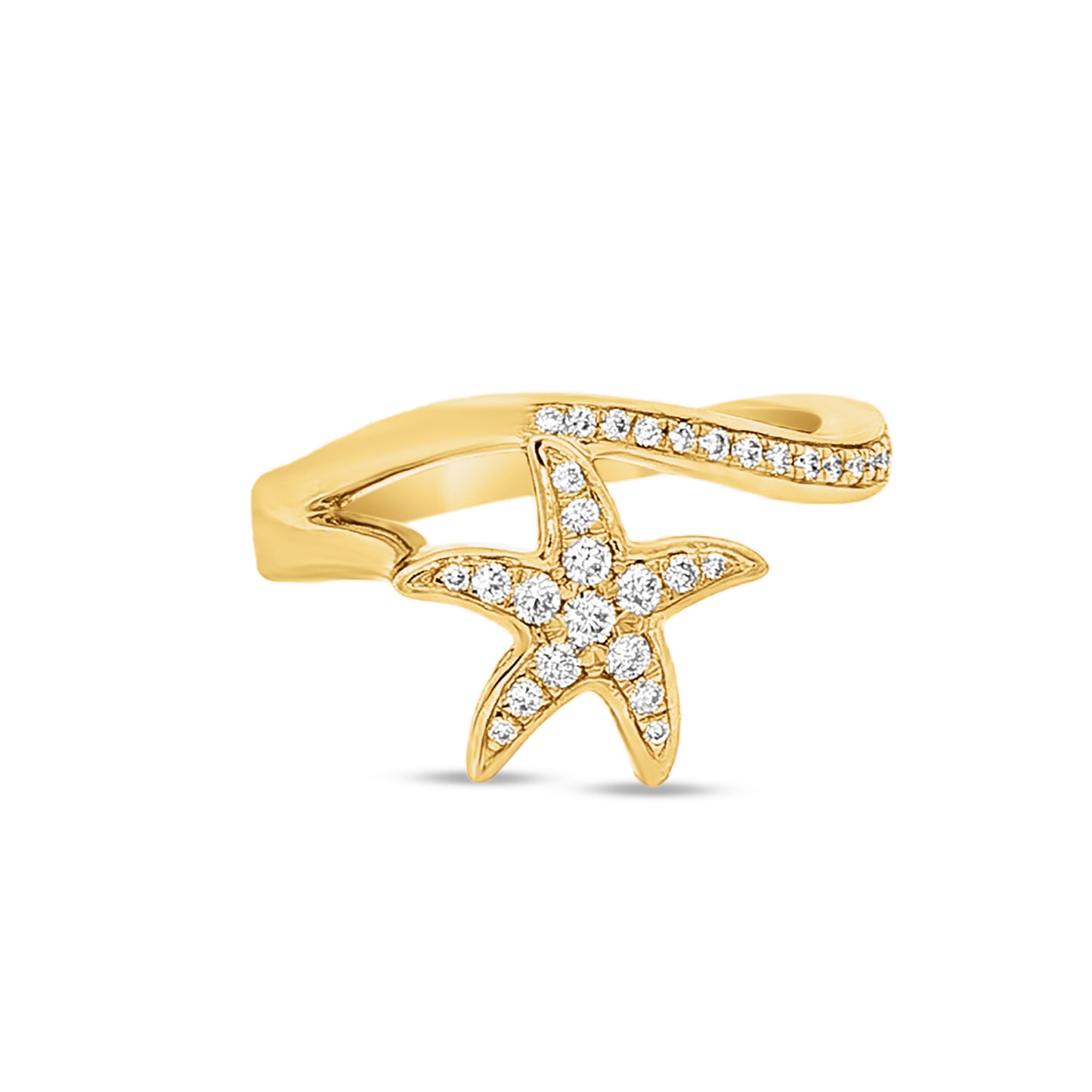 14k starfish ring with 31 round diamonds 0.235ct