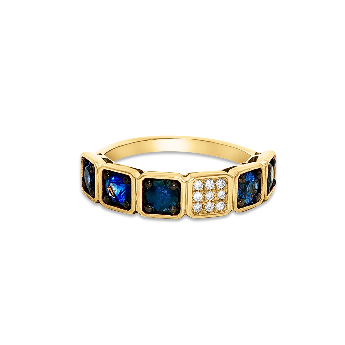 14k band with 10 sapphires 2.45ct & 27 diamonds 0.17ct