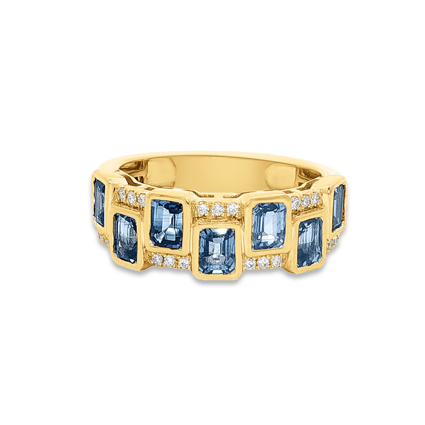 14k ring with 7 sapphires 2.10ct & 21 diamonds 0.11ct