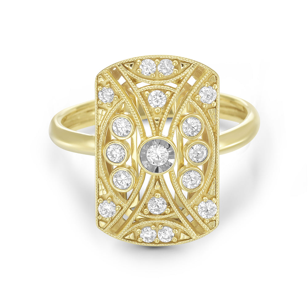 14k ring with 17 diamonds 0.33ct tw 5.5
