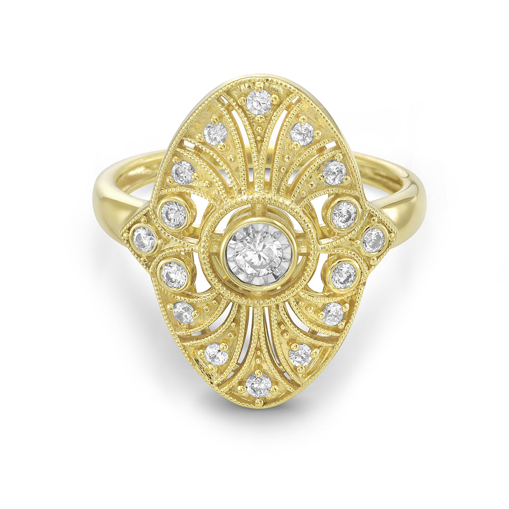 14K ring with 17 round diamonds 0.33ct tw 5.5