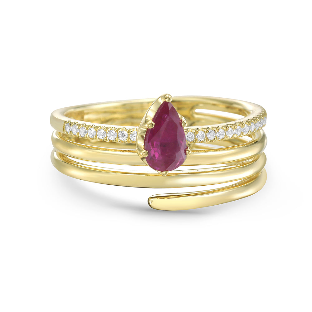 14KY ring with 1 ruby 0.50ct and 23 diamonds 0.09ct tw 5.5