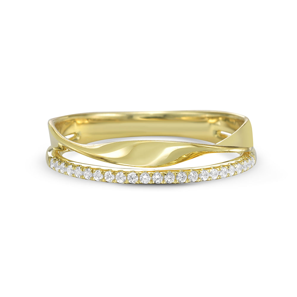 14KY twist band ring with 23 round diamonds 0.12ct tw 5.5