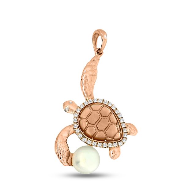 Sterling Silver Turtle Pendant with Faux Pearl