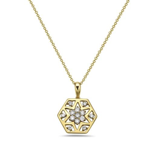 14K PENDANT WITH 13 DIAMONDS 0.30CT ON 18 INCHES CHAIN