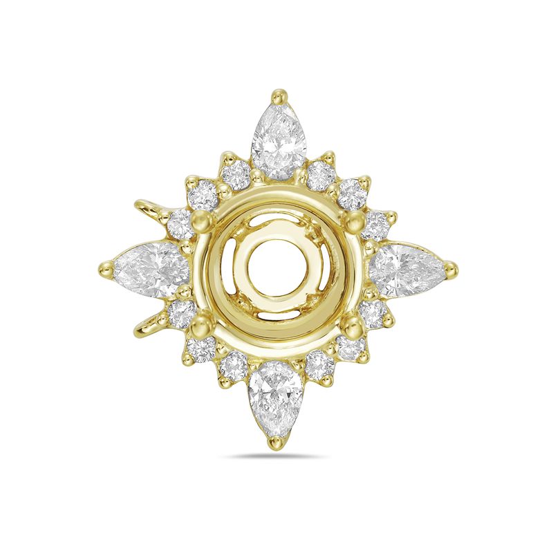 14k semi-mount pendant with 4 pear shape diamonds 0.43ct & 12 round 0.15ct t.w. 0.58ct 18 inches chain 5.5