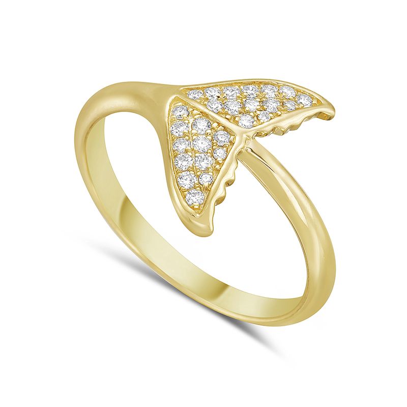 14k 13mm wide whale tail ring with 26 round diamonds 0.15ct 5.5