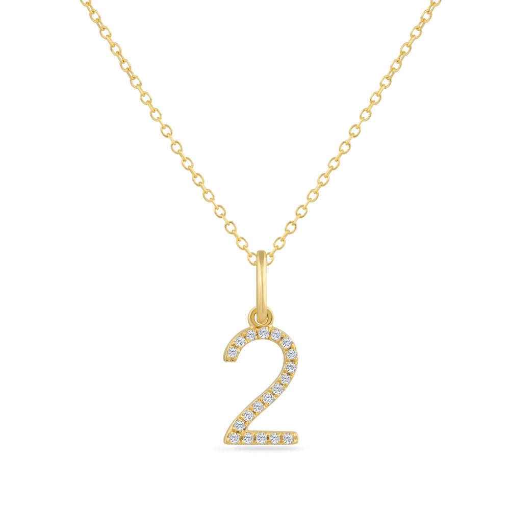 NUMBER 2 PENDANT WITH 9 DIAMONDS 0.07CT 18 INCHES CHAIN