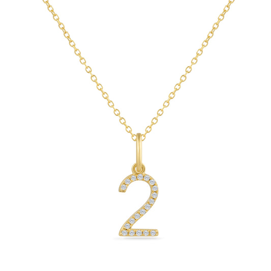 NUMBER 2 PENDANT WITH 9 DIAMONDS 0.07CT 18 INCHES CHAIN