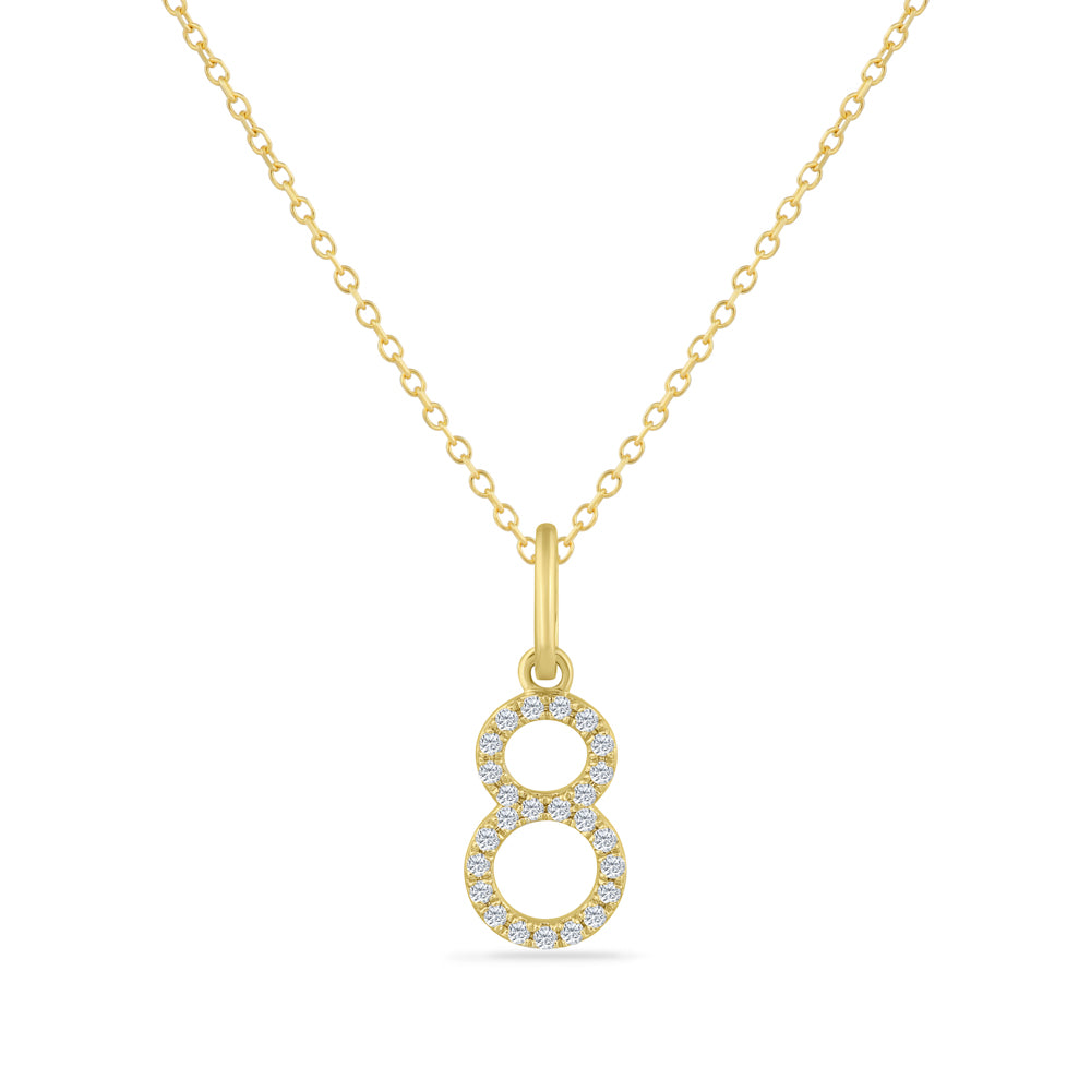 NUMBER 8 PENDANT WITH 25 DIAMONDS 0.10CT ON 18 INCHES CHAIN