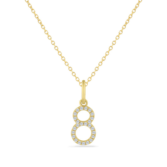 NUMBER 8 PENDANT WITH 25 DIAMONDS 0.10CT ON 18 INCHES CHAIN