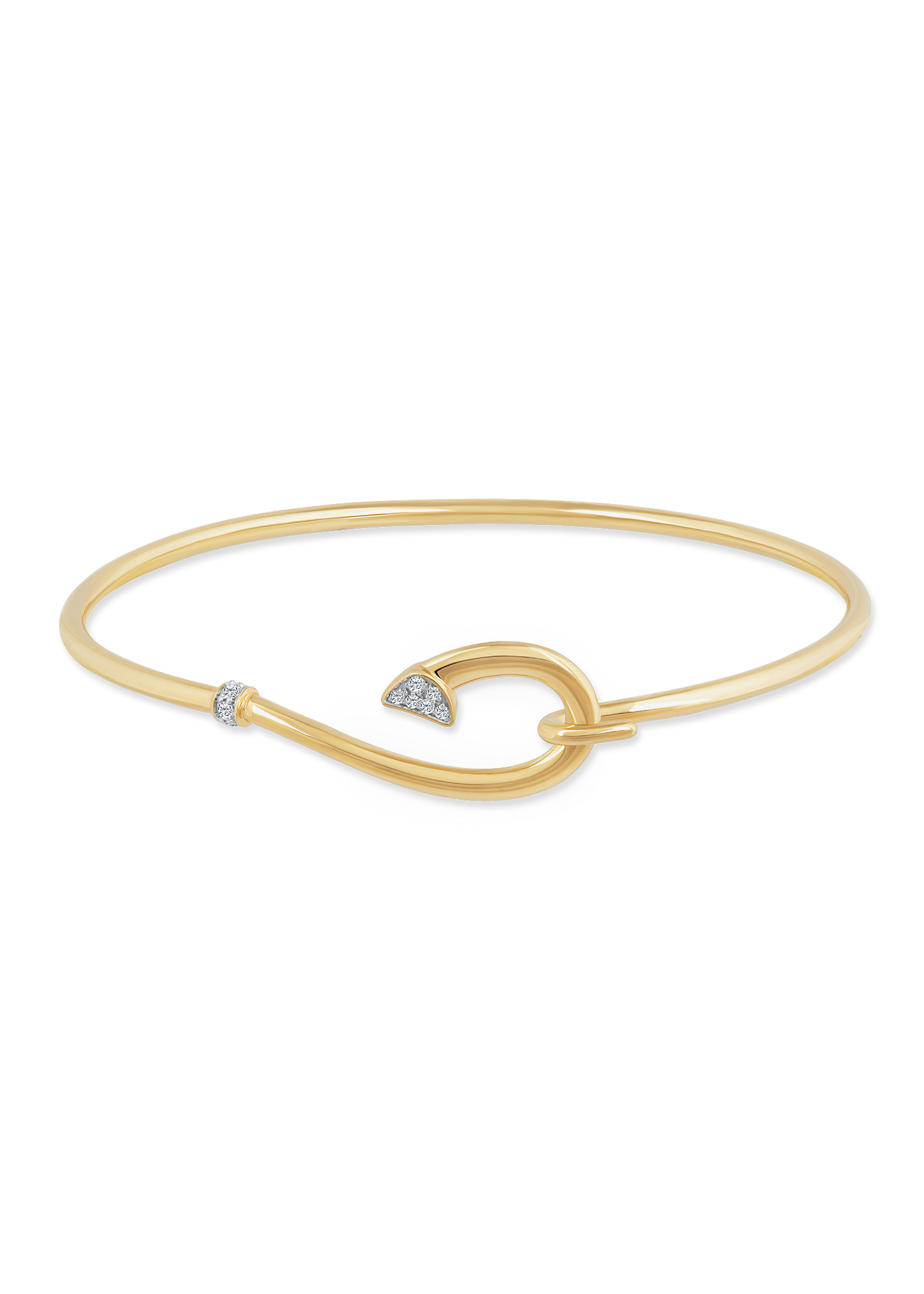 14K FLEXIBLE FISH HOOK DESIGN BANGLE WITH 9 DIAMONDS 0.08CT