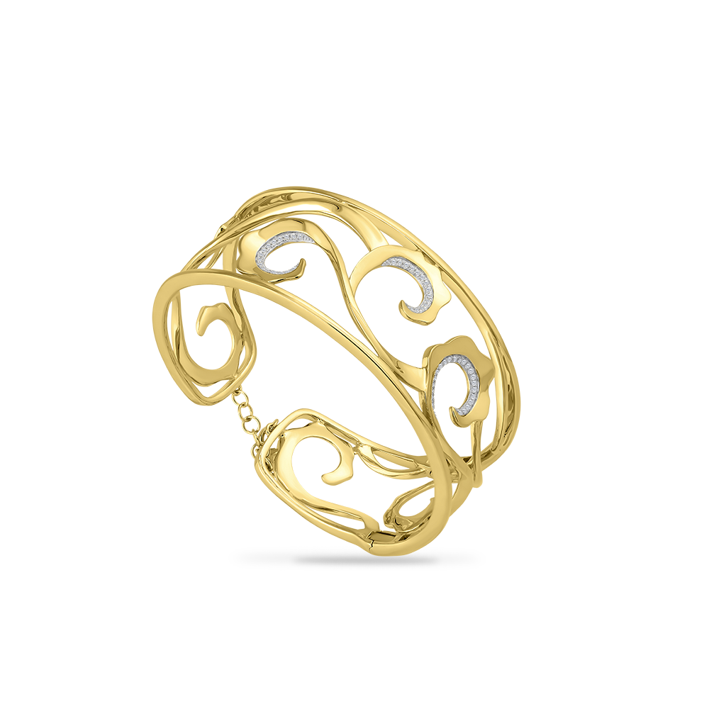 14K DIAMOND CUFF WITH HINGE, 52 DIAMONDS 0.30CT, WIDTH 25MM