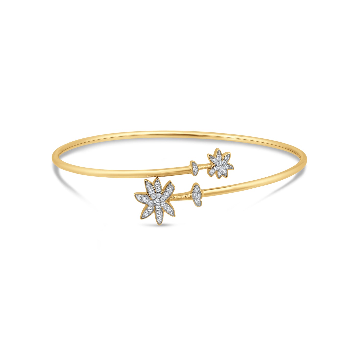 14K FLEXIBLE PALM TREE FLEXIBLE BANGLE WITH 36 DIAMONDS 0.25CT