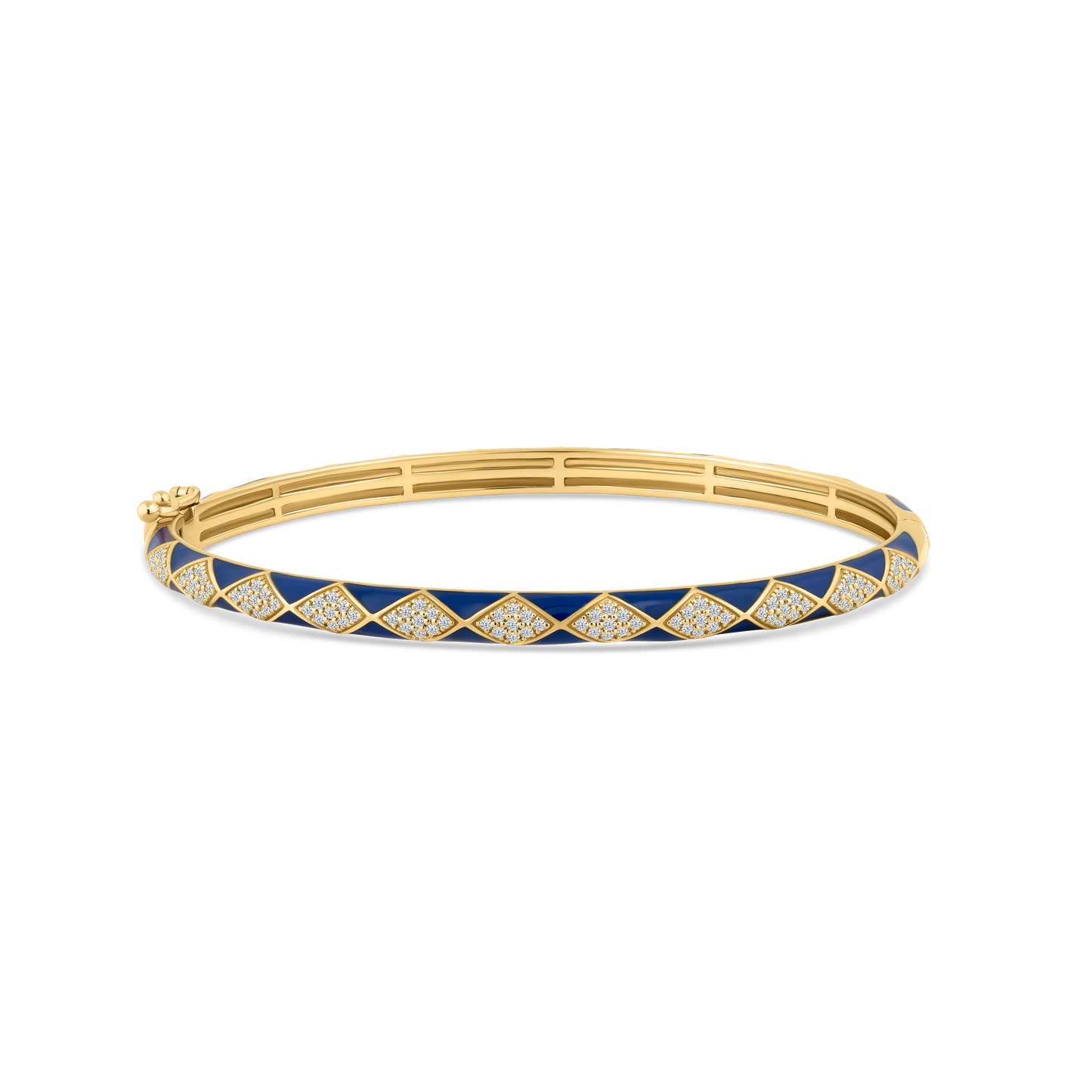 14K BLUE ENAMEL BANGLE WITH 0.50CT DIAMONDS. ALL ENAMEL WORK DONE IN HOUSE .