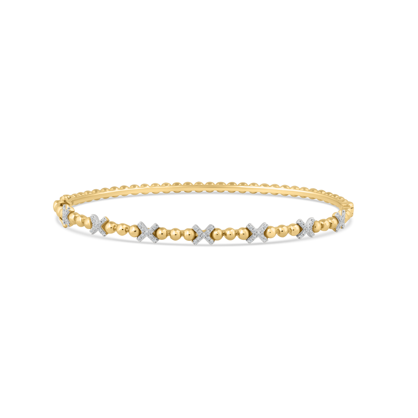 14K BEADED STAR BANGLE WITH 63 DIAMONDS 0.18CT
