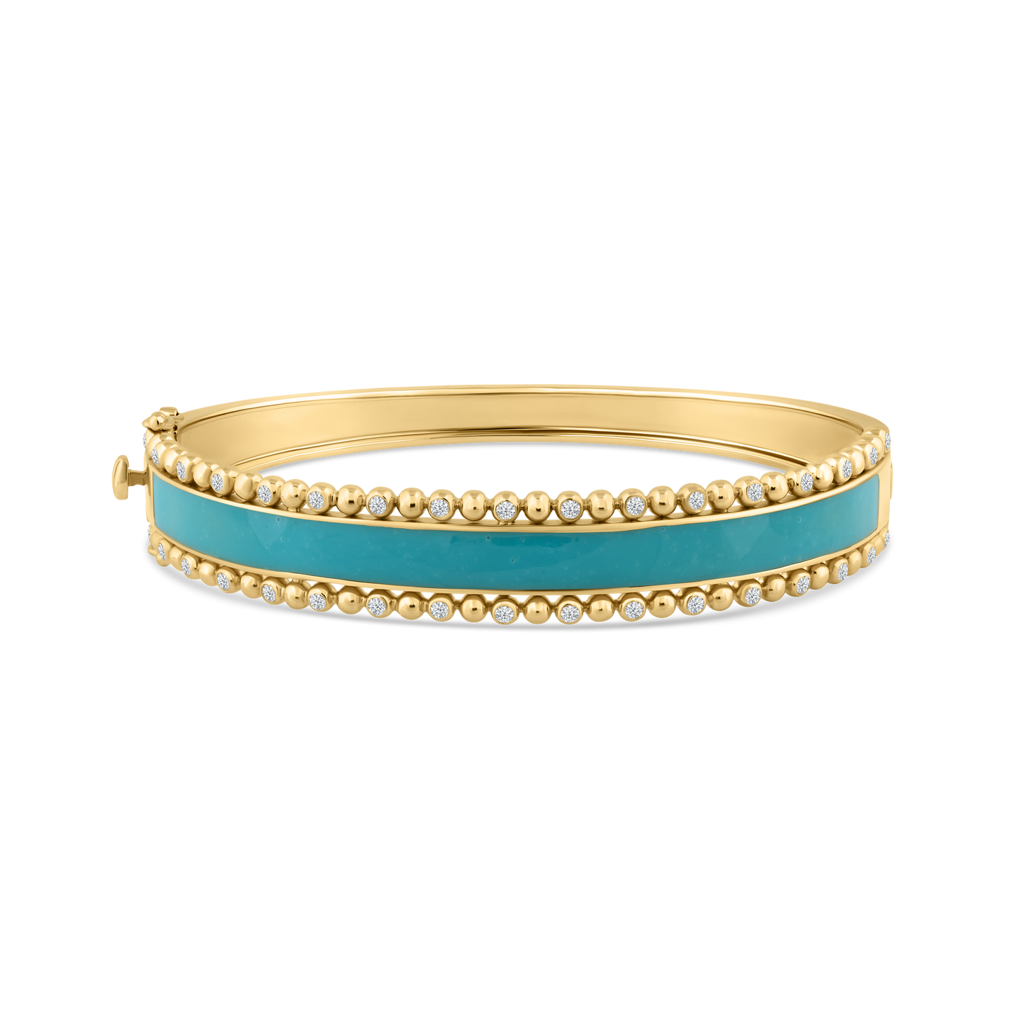 14K GREEN ENAMEL BANGLE WITH 34 DIAMONDS 0.49CT