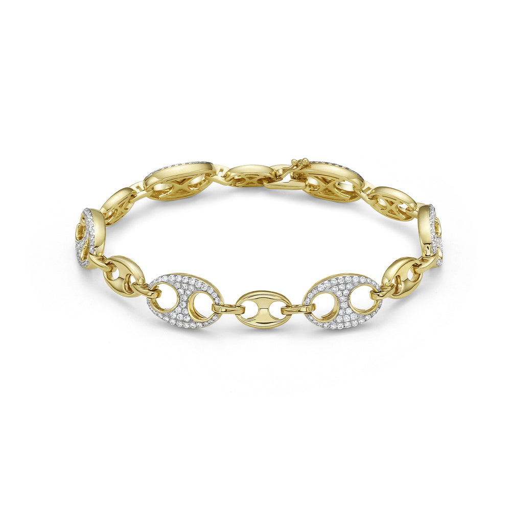 14K MARINERS LINK BRACELET WITH 228 DIAMONDS 1.38CT