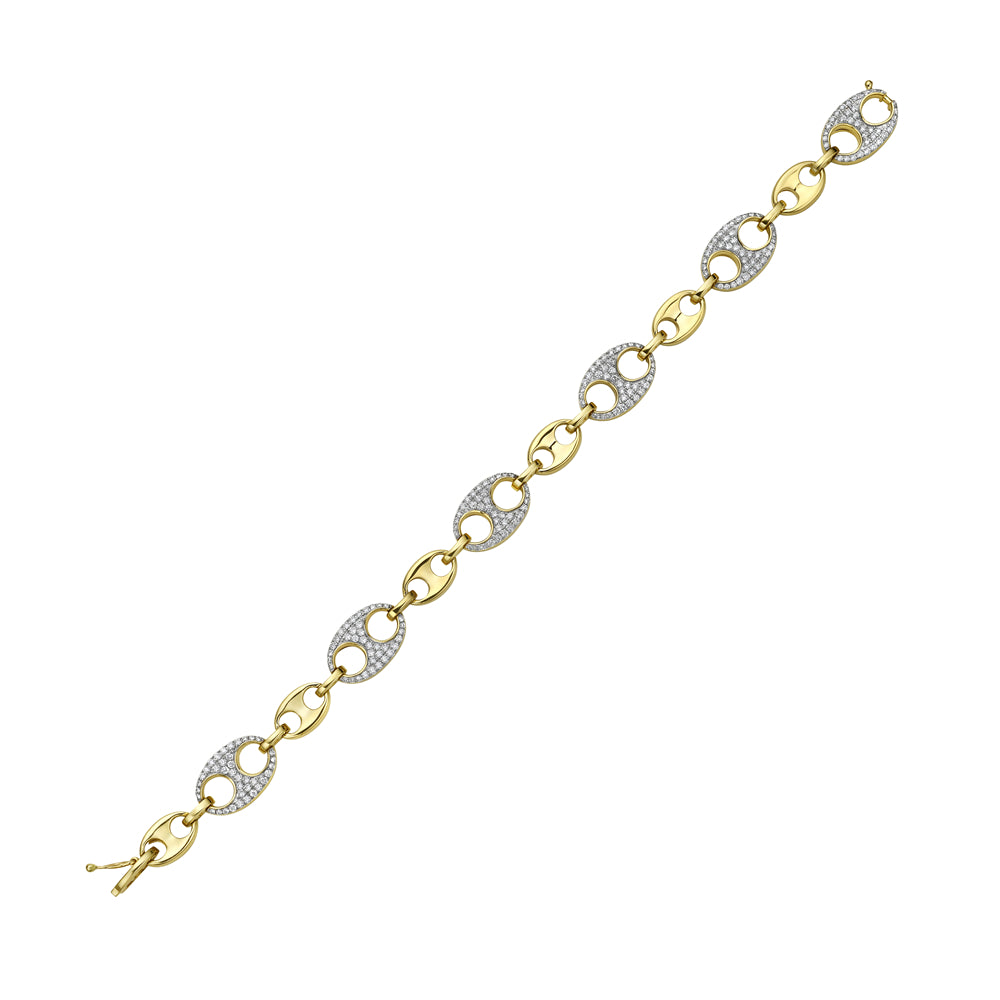 14K MARINERS LINK BRACELET WITH 228 DIAMONDS 1.38CT