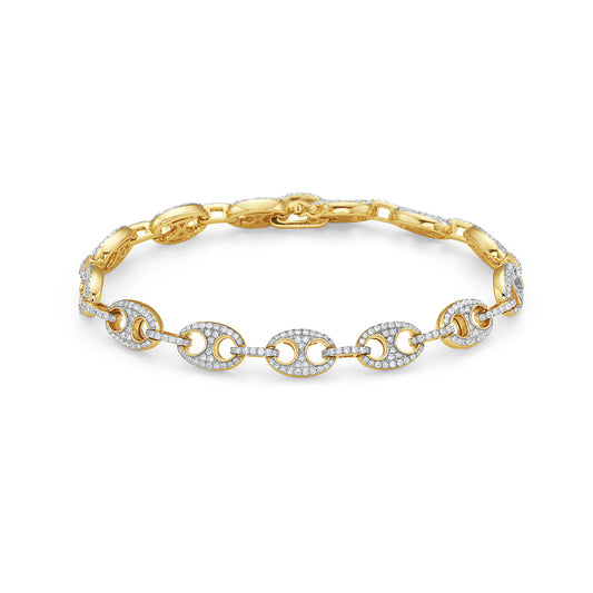 14K ANCHOR LINK BRACELET SET WITH 427 DIAMONDS 1.59CT, 7 INCHES