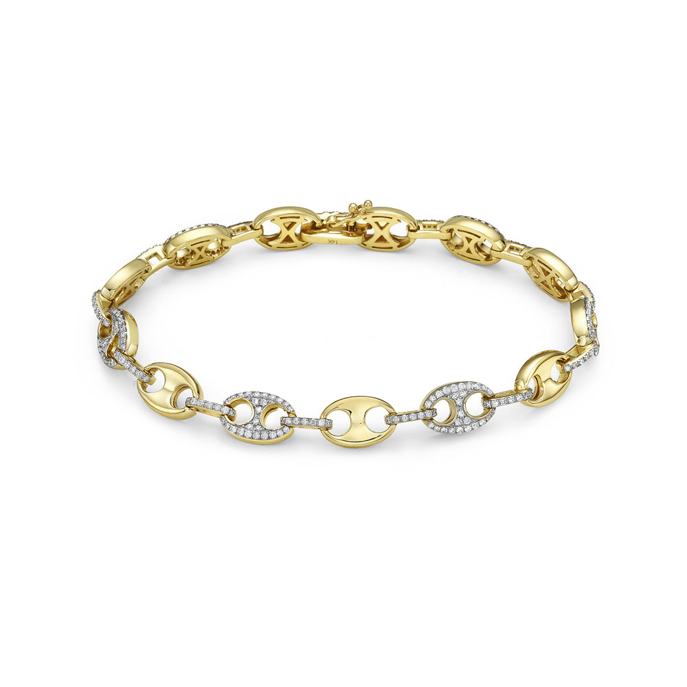 14K MARINERS LINK BRACELET WITH 246 DIAMONDS 0.89CT