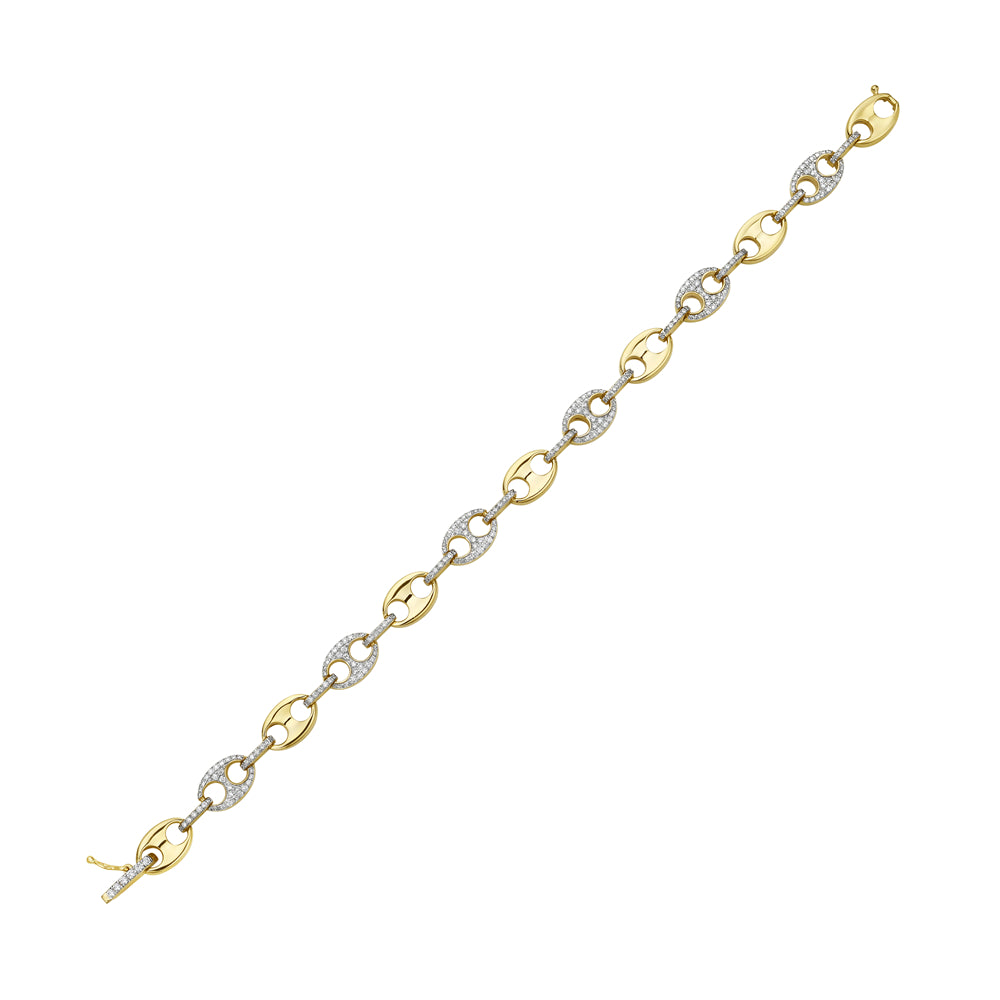 14K MARINERS LINK BRACELET WITH 246 DIAMONDS 0.89CT