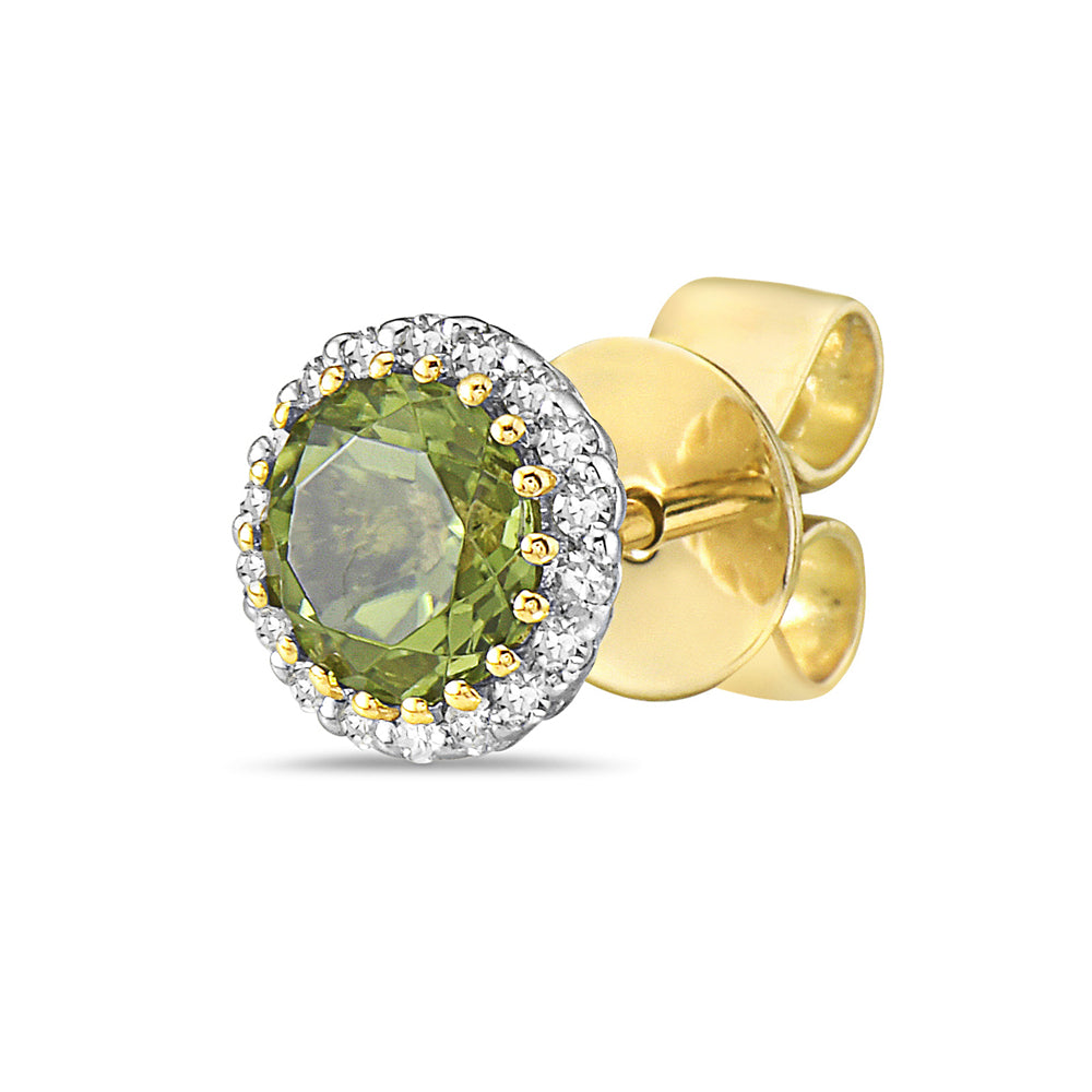 14K PERIDOT EARRINGS WITH 36 DIAMONDS 0.119CT