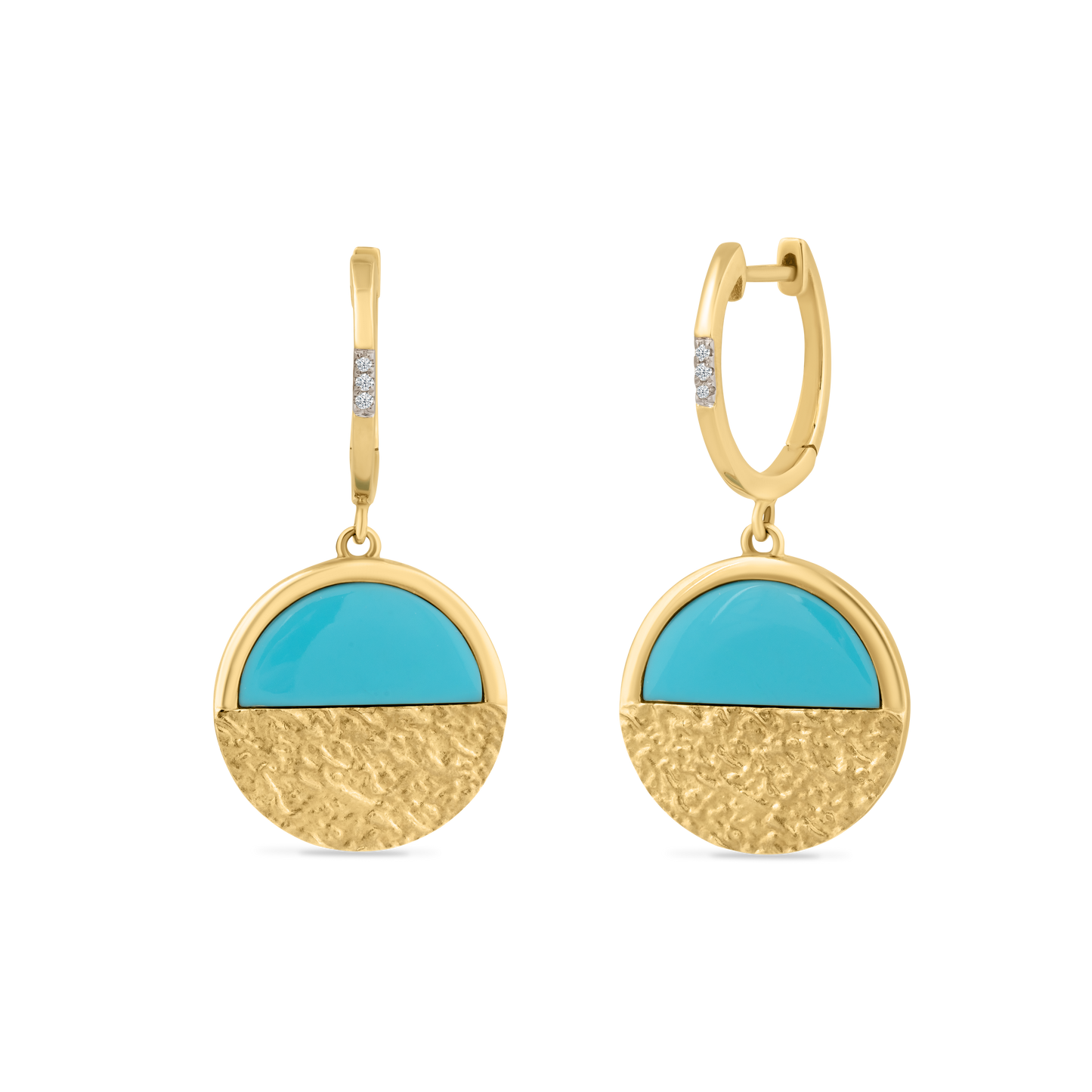 14K DROP EARRINGS WITH MALACHITES 2.40CT & 6 DIAMONDS 0.02CT