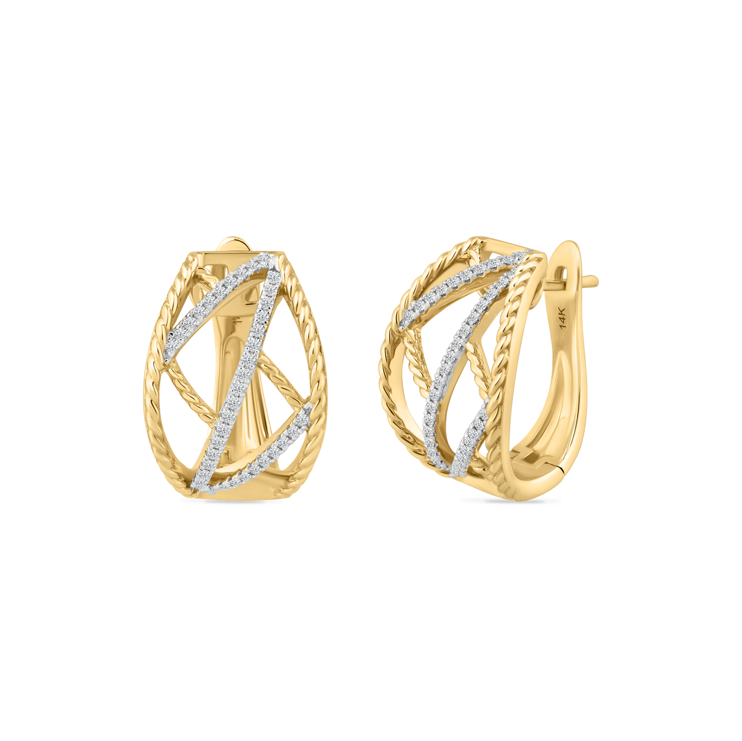 14K EARRINGS WITH 78 DIAMONDS, 0.40CT