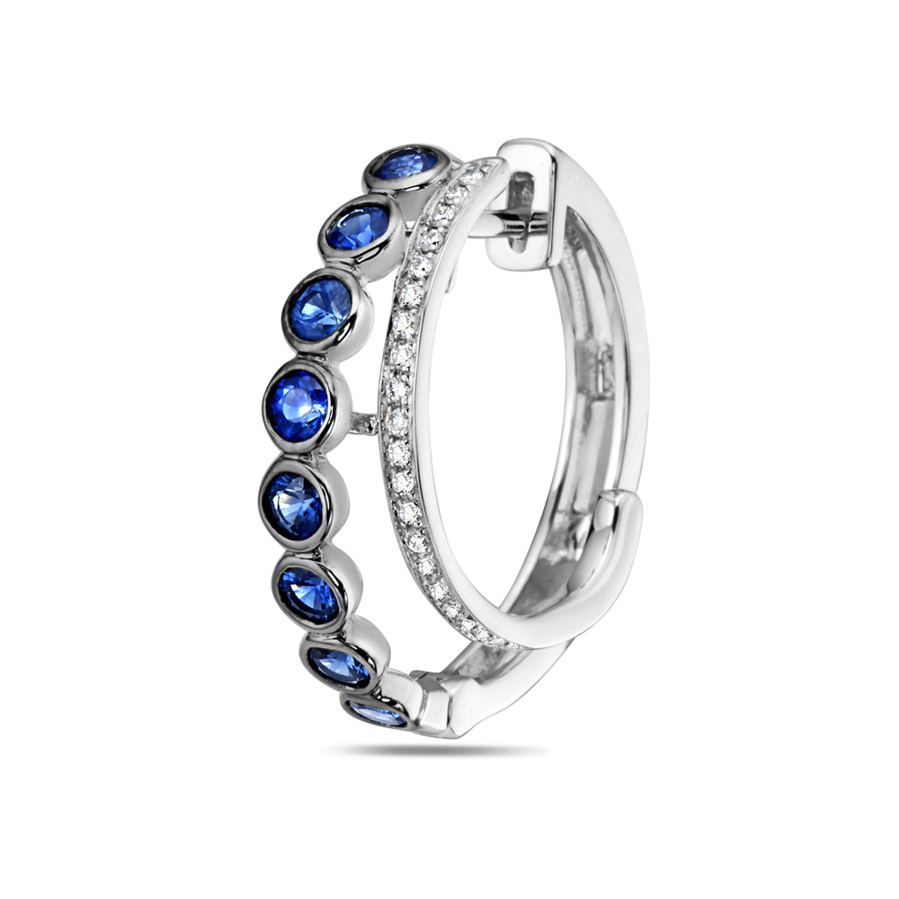 14K EARRINGS WITH 16 SAPPHIRES 1.66CT & 40 DIAMONDS 0.20CT