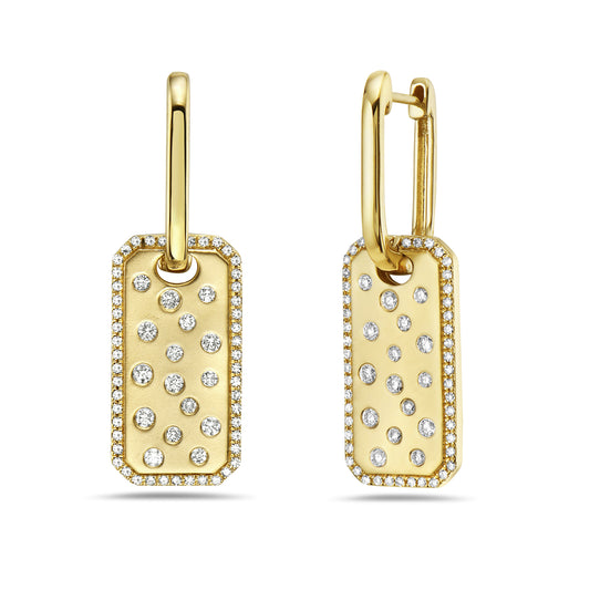 14K TAG EARRINGS WITH 130 DIAMONDS 0.35CT